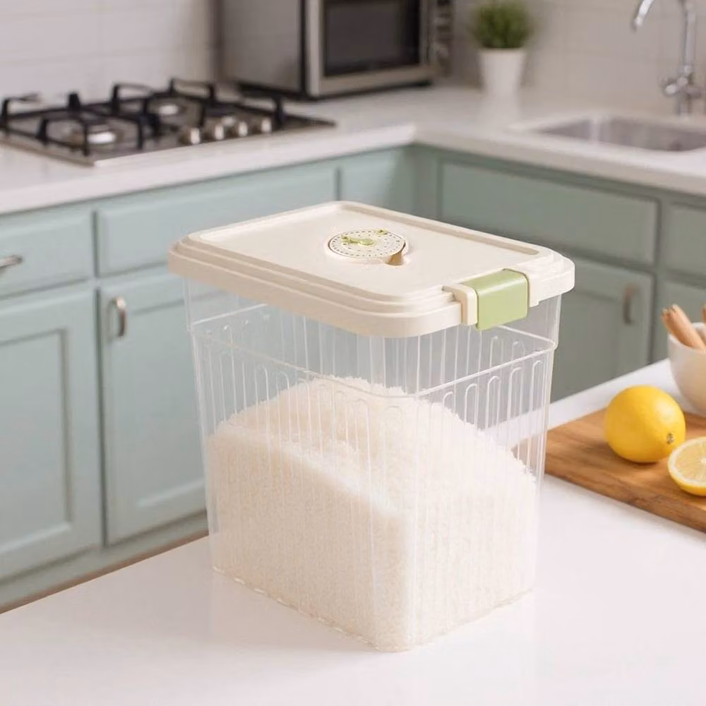 PAWNORA Transparent Plastic Grain Storage Container with Snap Lid, 15 kg – 2