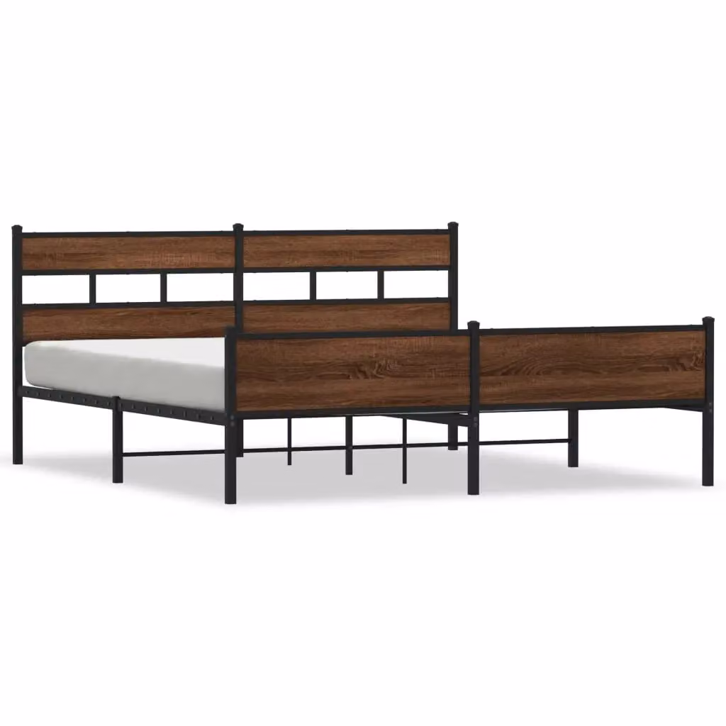 Berkfield Home Metal Bed Frame in Brown Oak, Super King, W/D/H: 180 x 200 cm – 2