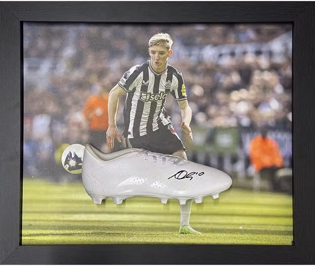 Anthony Gordon Signed and Framed White Adidas Newcastle United Football Boot