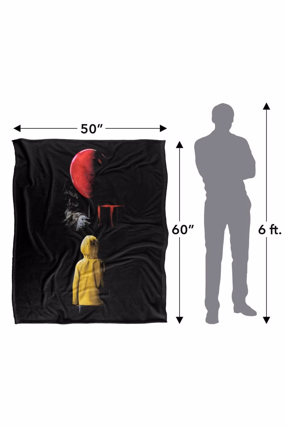Warner Bros. IT 2017 Red Balloon Super Soft Fleece Throw Blanket, Multicolour, W: 152.4 cm x L: 152.4 cm – 8