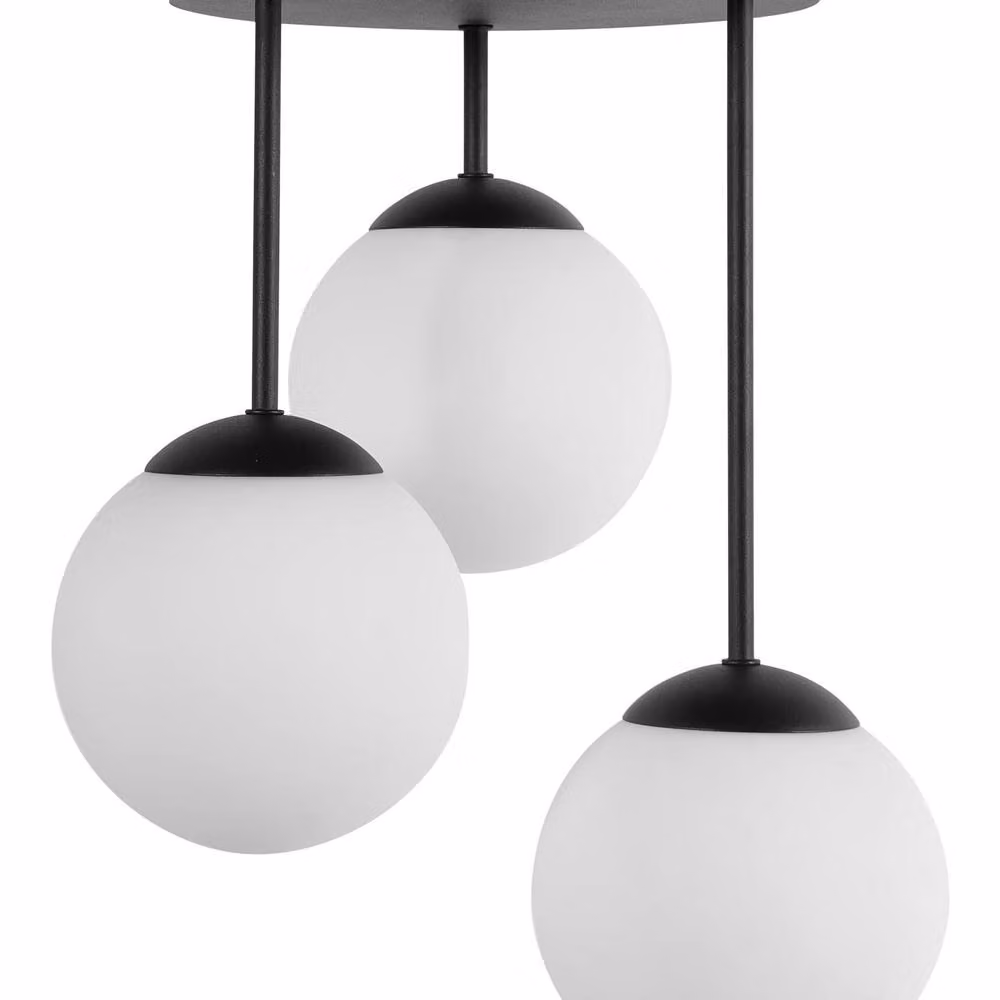 Wyld and Coco Modern 3-Light Black Metal and Glass Sphere Cluster Pendant Ceiling Lamp – 1