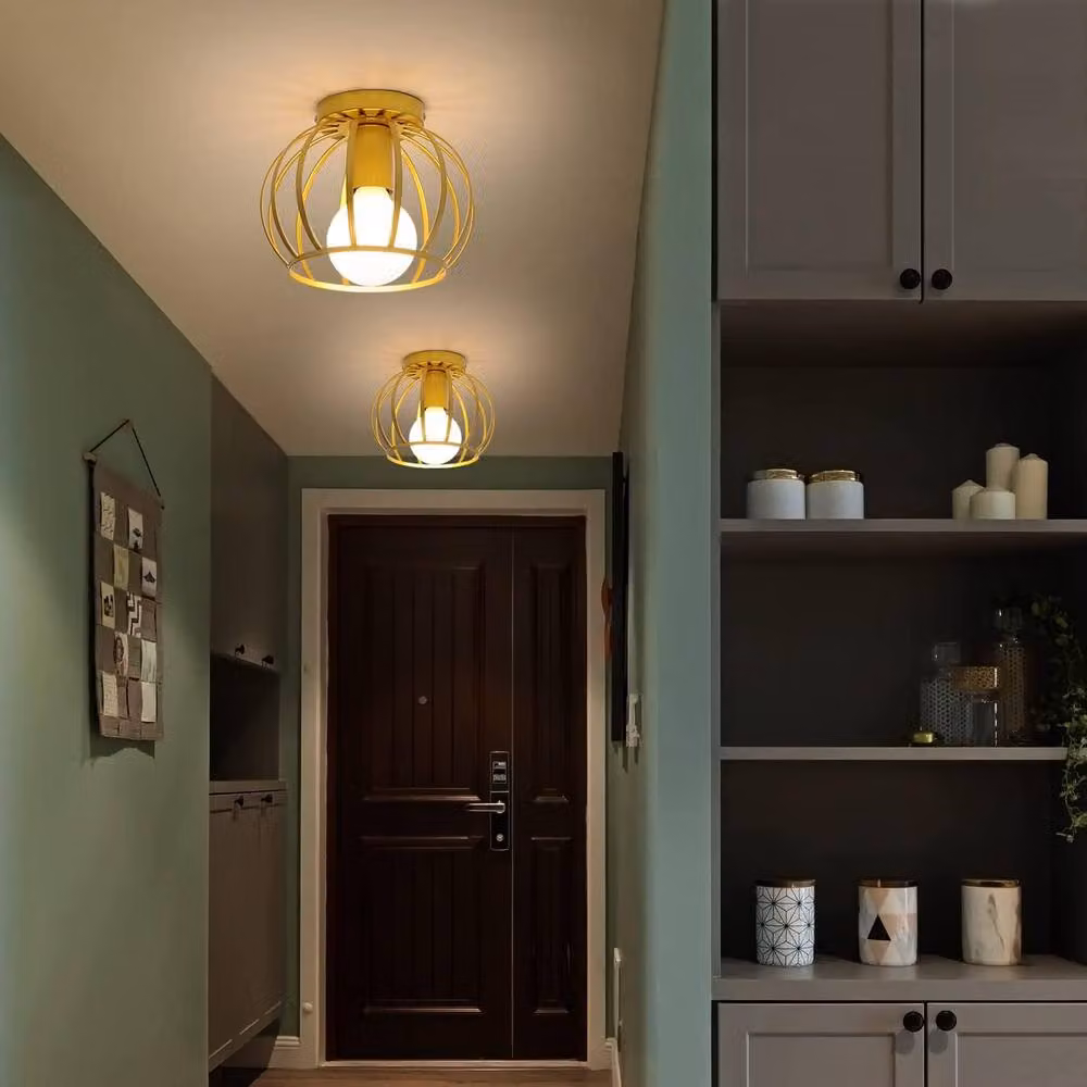 Goeco Vintage Gold Metal Ceiling Light with E27 Bulb Holder for Hallway, Bedroom or Kitchen – 4