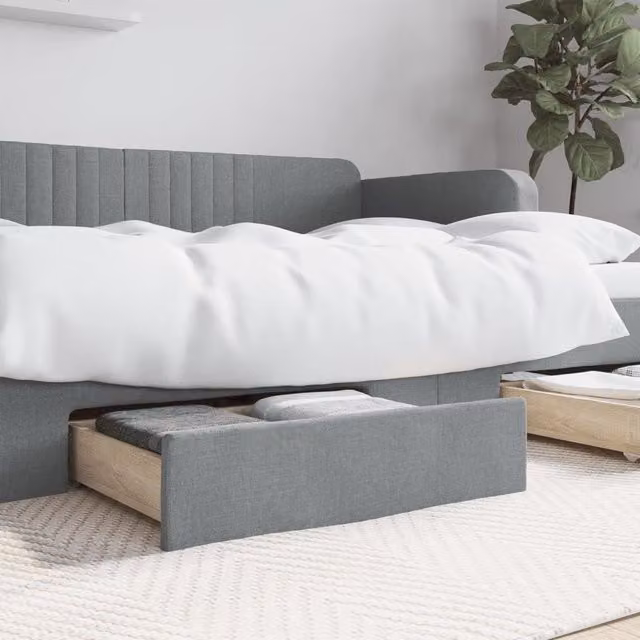Berkfield Home Bed Storage Drawers, 2 Pieces, Light Grey, Engineered Wood and Fabric