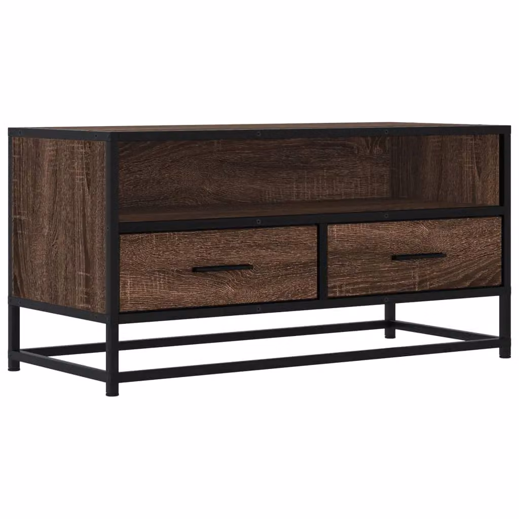 Berkfield Home Industrial TV Cabinet in Brown Oak, W/D/H: 80 x 34.5 x 40 cm – 2
