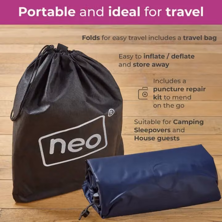 Neo Inflatable Airbed Mattress with Pump in Blue, W/D: 140 x 200 cm – 4