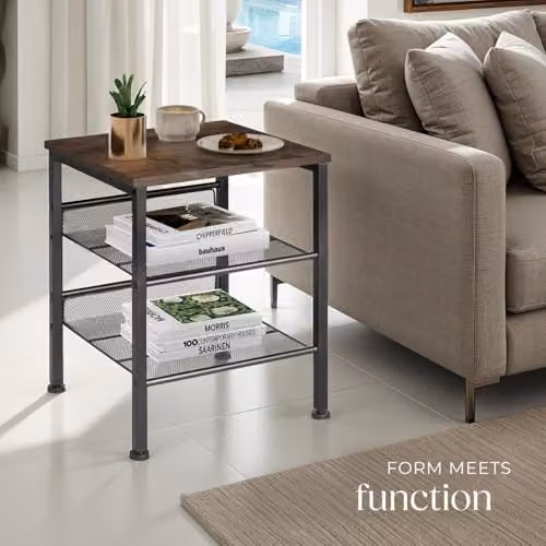 tectake Lincoln Industrial Style Side Table in Brown and Black, W/D/H: 40.5 x 40 x 50.5 cm – 7