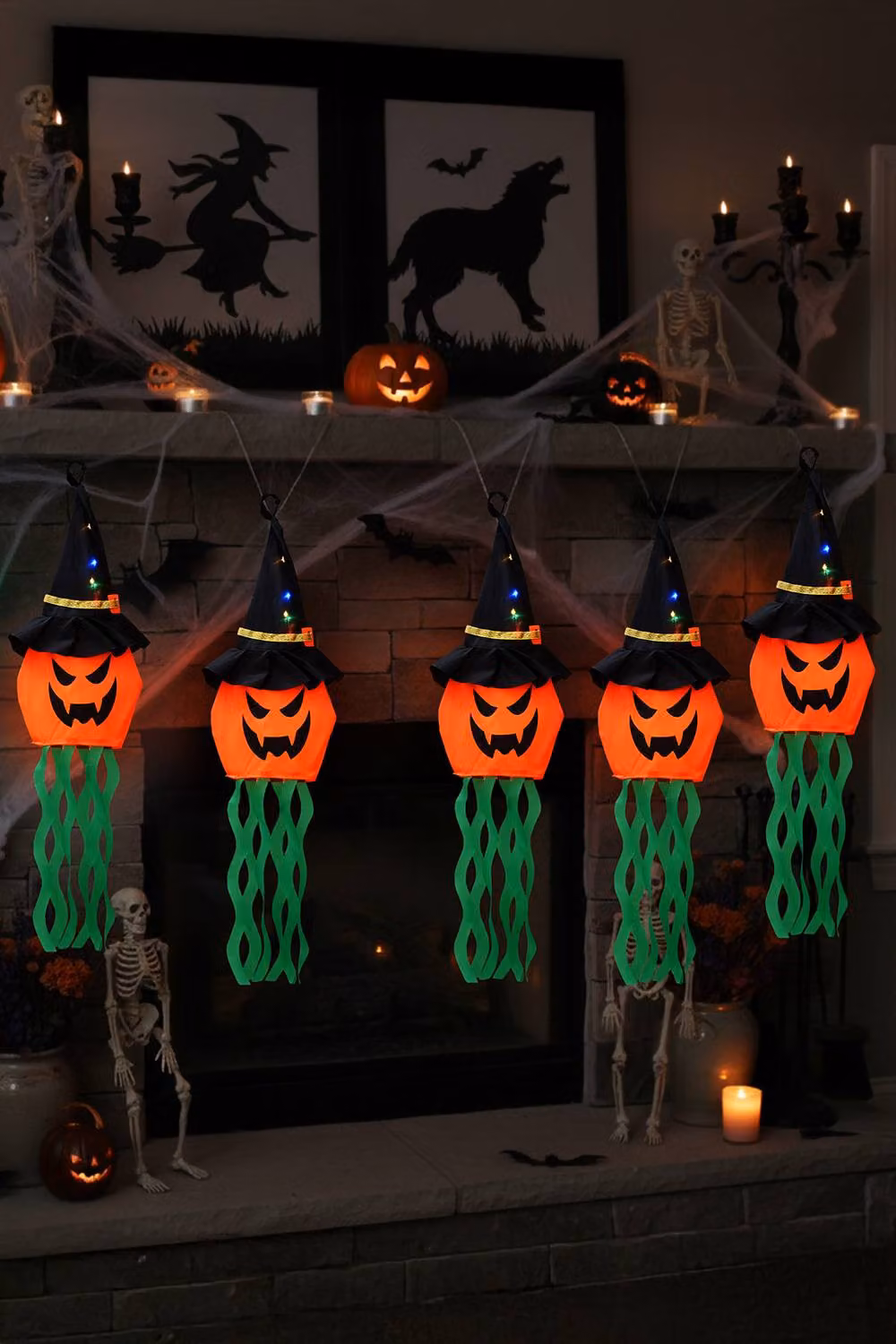 Garden Sanctuary 5-Piece Halloween Tabletop Decorations with LED Lights, Ghost and Pumpkins in Multicolour – 2