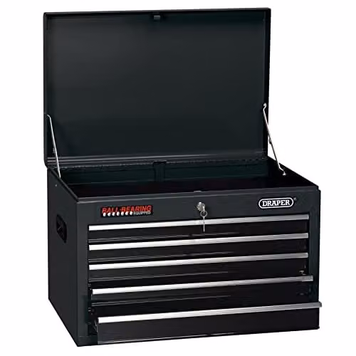 Draper Lockable 5 Drawer Steel Tool Chest in Black