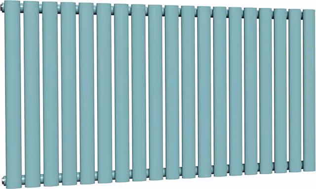 Lux Heat Oval Horizontal Coloured Steel Radiator in Caribbean Sea, W: 114 cm, H: 60 cm