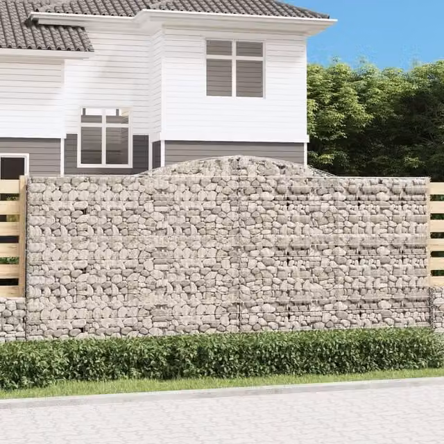Berkfield Home Arched Gabion Baskets, 2 Piece Set, Silver Galvanised Steel, W: 400 cm, D: 30 cm, H: 180/200 cm
