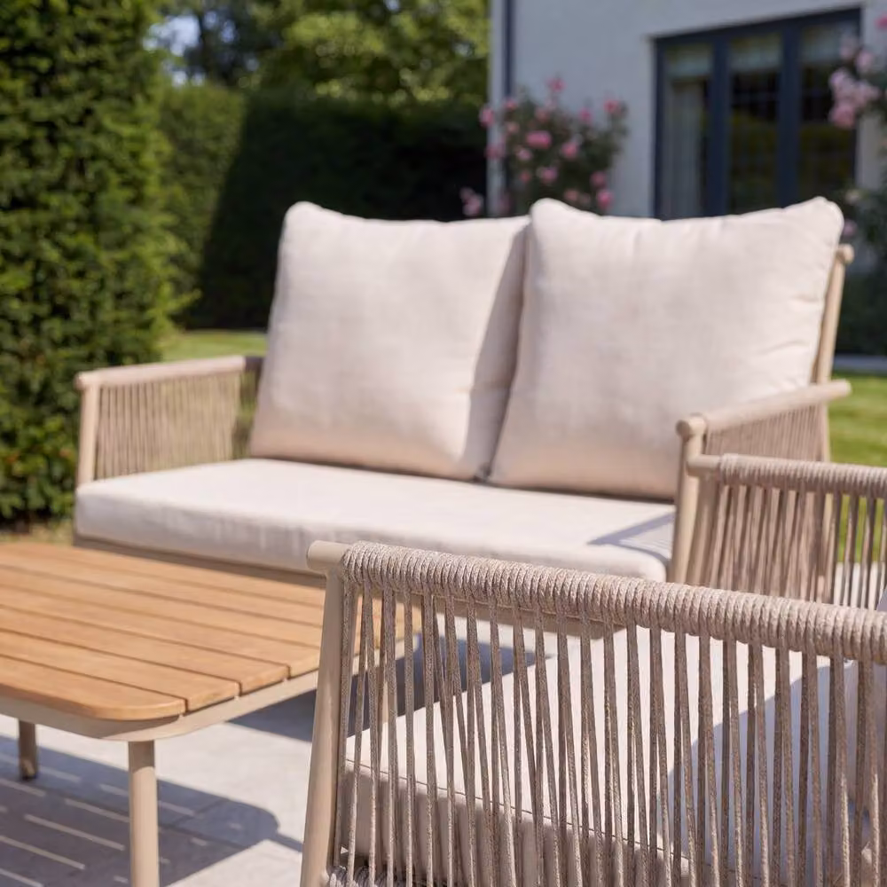 Artemis Home Verano Outdoor Rope Conversation Set in Beige – 4