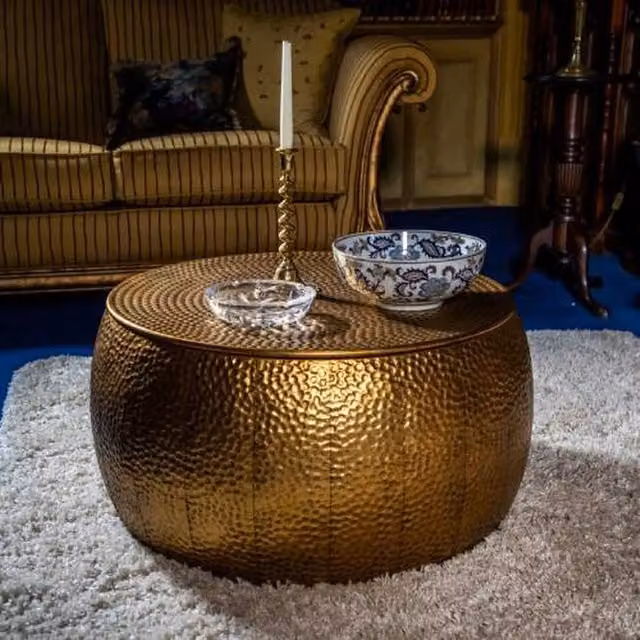 Madison & Mayfair Round Gold Metal Coffee Table W/D/H: 46 x 46 x 42 cm – 1