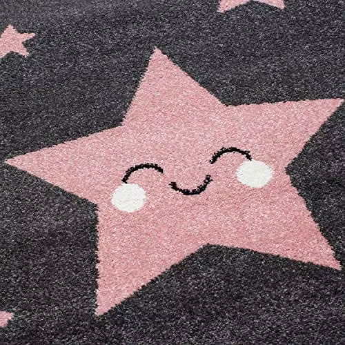 Bravich Pink Stars Round Kids Rug, Diameter: 120 cm – 5