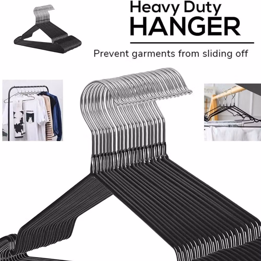 ATEK 40 Pack Premium Non-Slip Rubber-Coated Metal Clothes Hangers in Black – 2