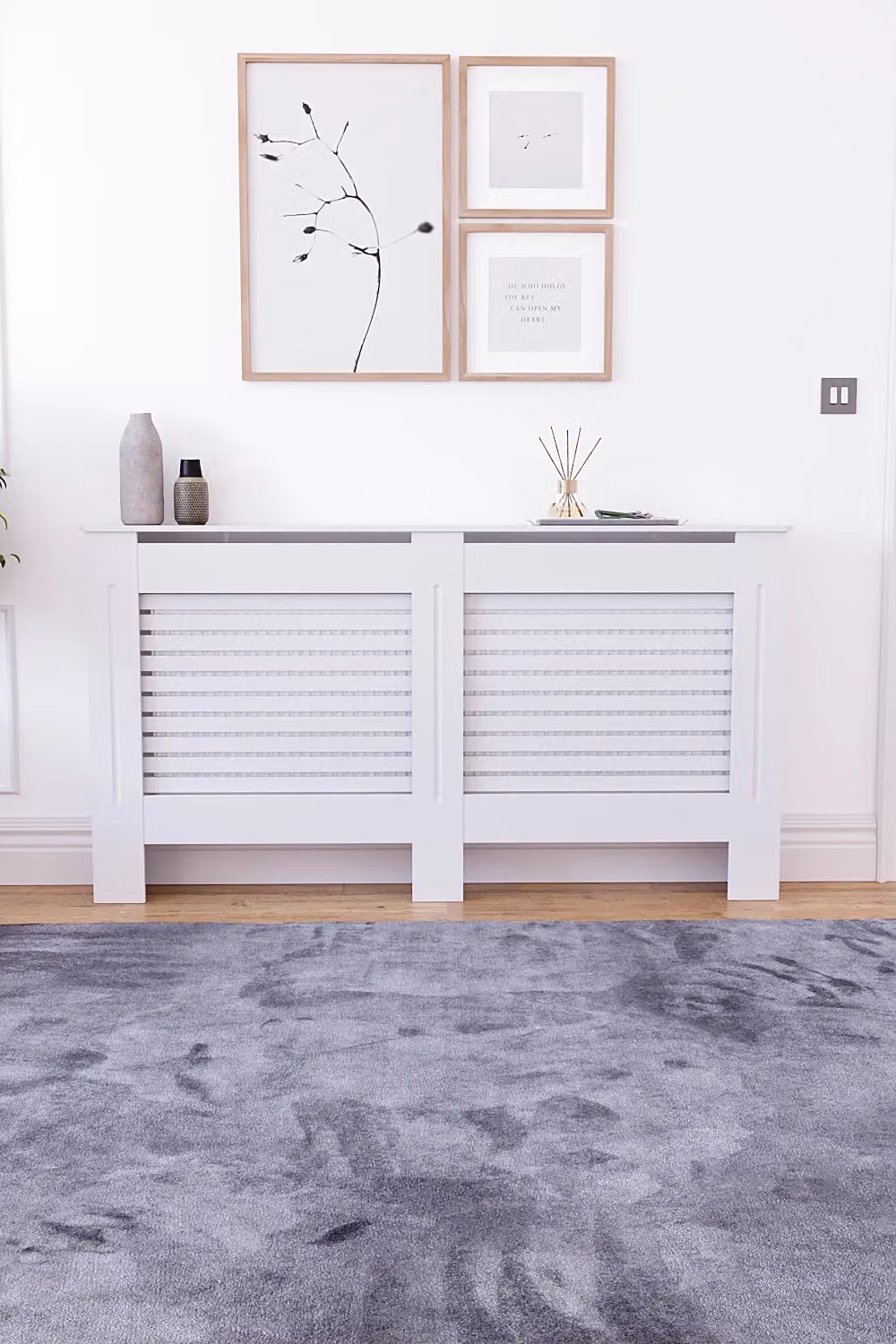 Vida Designs Milton MDF Radiator Cover in White, W/H/D: 82 x 152 x 19 cm – 3