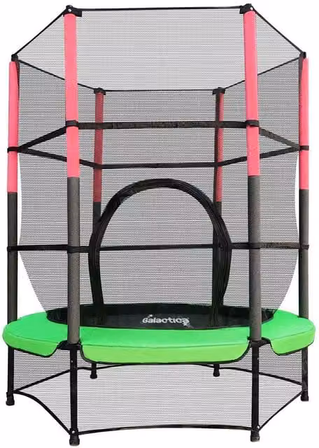 GALACTICA Childrens Mini Trampoline with Safety Net and Weatherproof UV Protection, Green