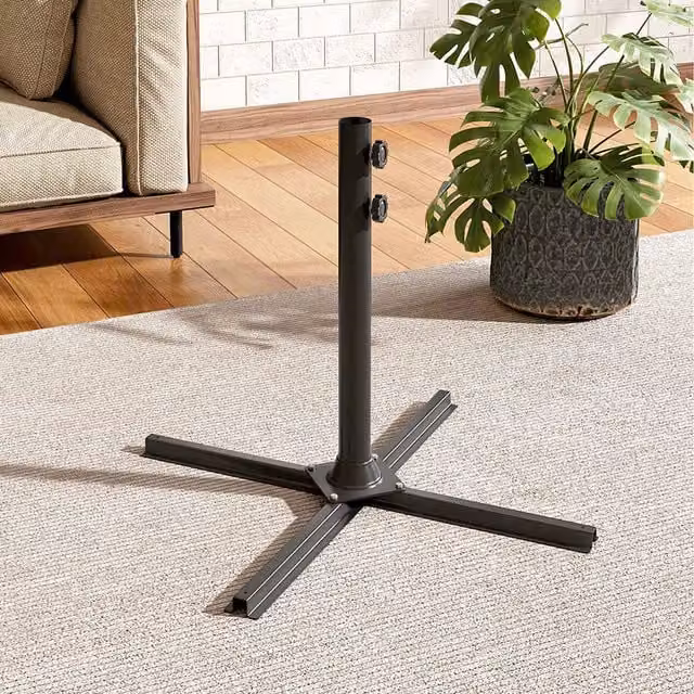 Livingandhome Matt Black Metal Freestanding Parasol Cross Base