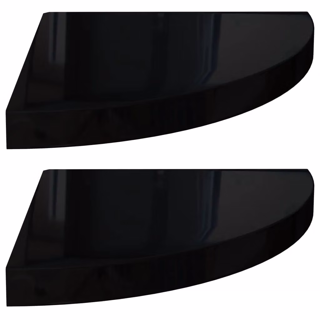 Berkfield Home High Gloss Black Floating Corner Shelves, 2 Pack, W/D/H: 35 x 35 x 3.8 cm – 2