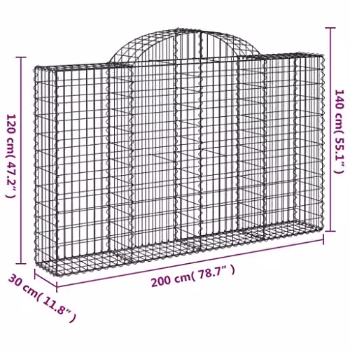vidaXL Arched Gabion Baskets, 30 Piece Silver Galvanised Steel Set for Outdoor Garden Retaining Walls and Raised Beds – 2