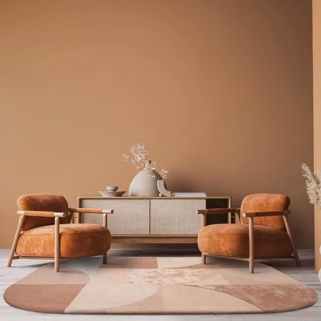 The Rug Shop UK Orange Geometric Abstract Handmade Wool and Viscose Rug, W: 160 cm, L: 230 cm – 1
