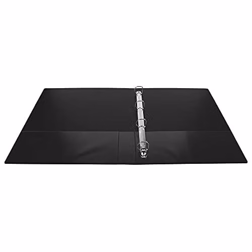 Exacompta Black Rigid Opaque A4 Maxi Binder with 4 D-rings and 3 Pockets, W: 32 cm, H: 27.7 cm, Spine: 47 mm – 4