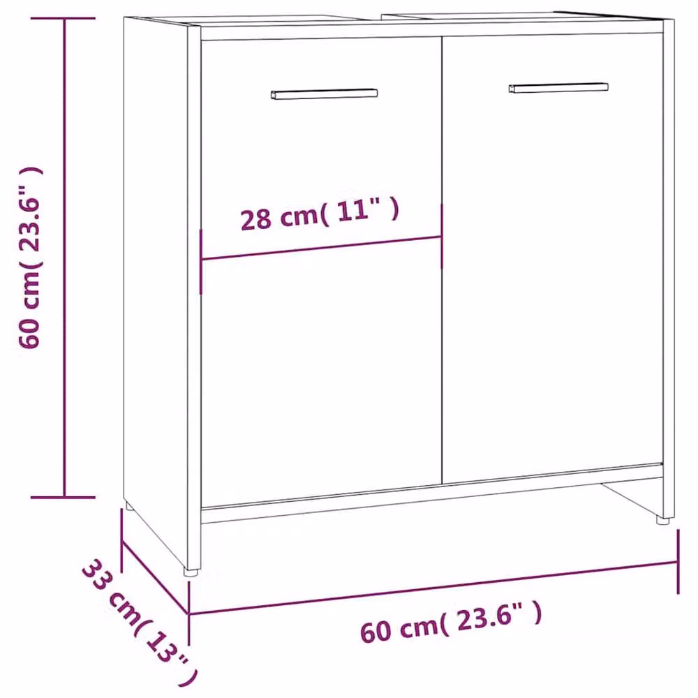 Berkfield Home Grey Sonoma Wall Mounted Bathroom Cabinet W/D/H: 60 x 33 x 60 cm – 3