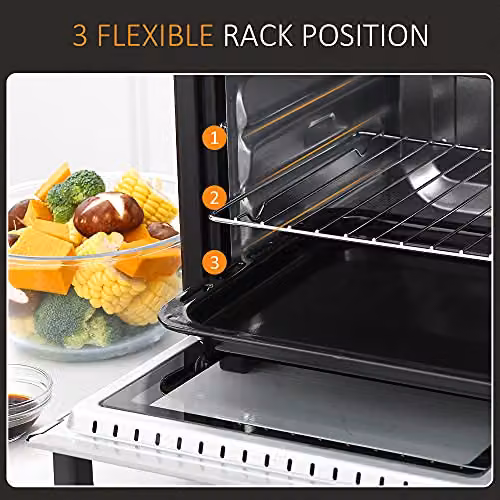 HOMCOM 16L Countertop Mini Oven with Grill and Timer, Silver – 5
