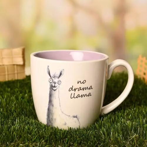 Widdop and Co No Drama Llama Ceramic Mug, Multicolour and Purple, 300 ml – 2