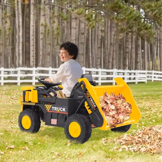 Costway Kids Electric Ride on Sand Vehicle Construction Car in Yellow