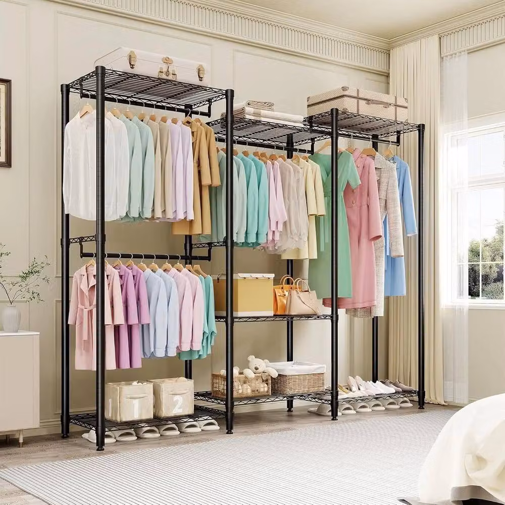 VOGREX Heavy Duty Metal Clothes Rail in Matt Black – 4