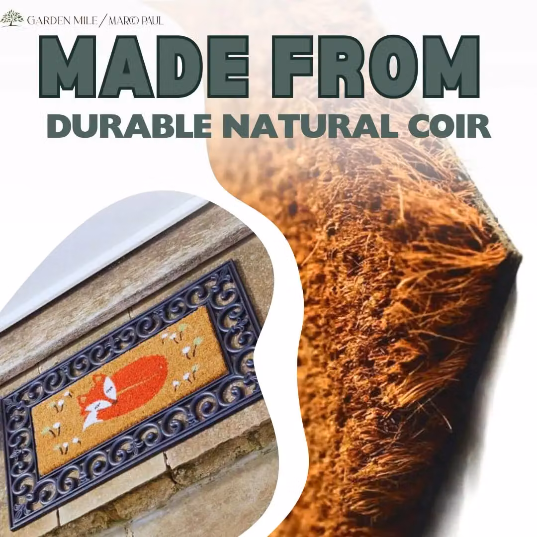 Marco Paul Non Slip Coir Door Mat Insert with Orange Fox Design, W/D/H: 100 x 100 x 1 cm – 6