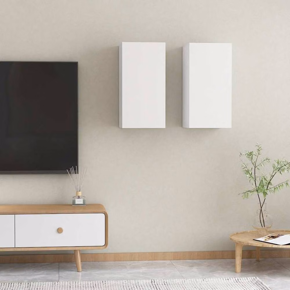 Berkfield Home Set of 2 White Minimalist TV Cabinets in Engineered Wood, W/D/H: 30.5 x 30.0 x 60.0 cm – 2