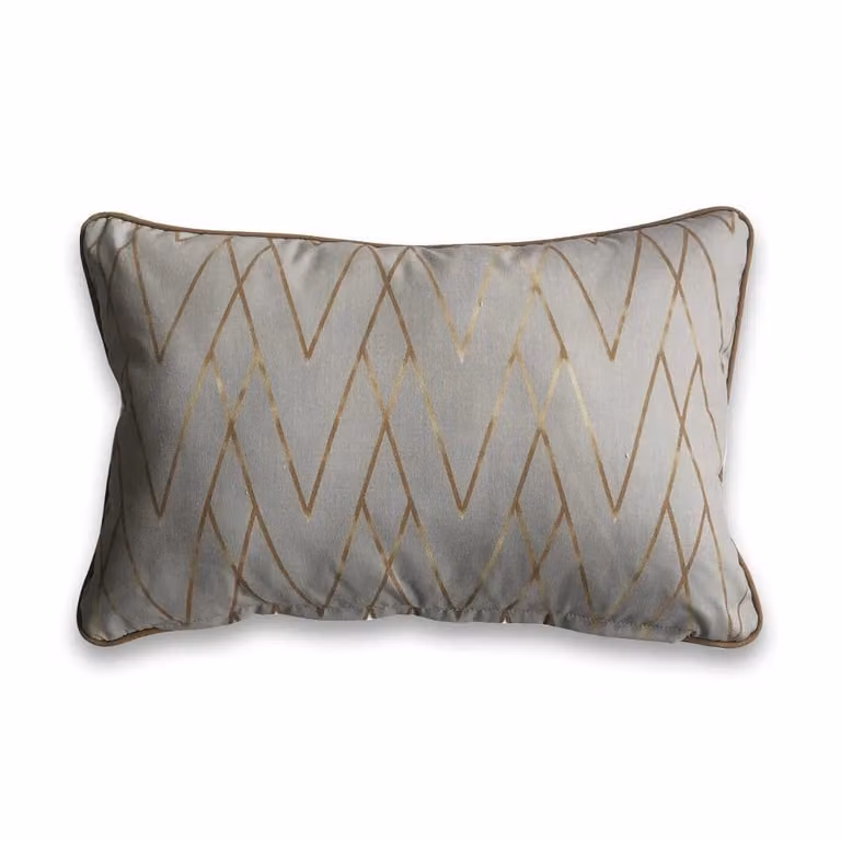 Leisure Grow Zigzags Rectangular Scatter Cushion in Blue and Grey, W: 60 cm, H: 40 cm