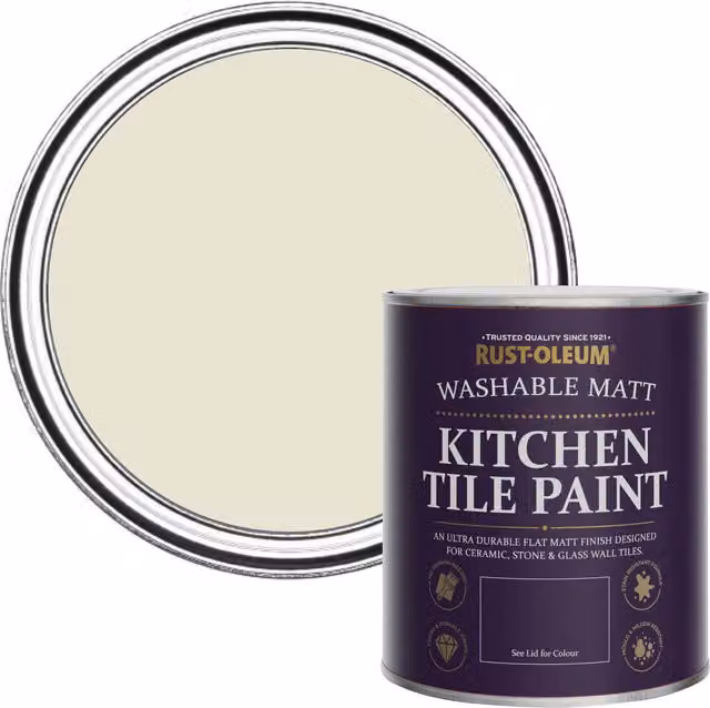 Rust-Oleum Water-Based Kitchen Tile Paint in Matt Finish, Grey/Beige, 0.75 l – 1