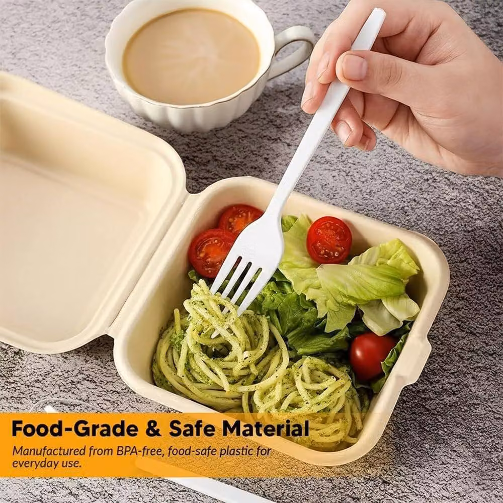 ECONX Heavy Duty Reusable Plastic Forks in White, 200 Pieces – 2