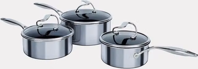 Circulon C Series Non-Stick Stainless Steel Pans with Glass Lids, Set of 3, Silver