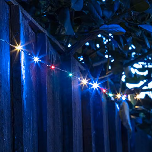 GardenKraft Solar Powered Multicoloured Micro LED Outdoor String Lights with Silver Cord and IP44 Weatherproof Rating