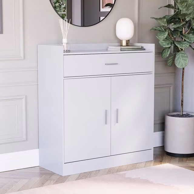 Vida Designs Dalby 2 Door 1 Drawer Shoe Cabinet in White