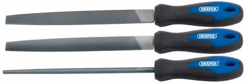 Draper 44963 3-Piece 200 mm Soft-Grip Engineers File Set in Blue
