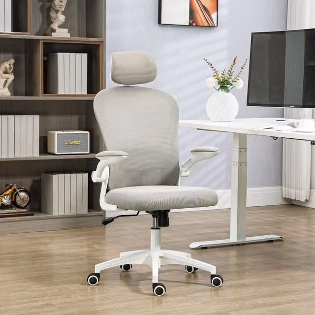 VINSETTO Ergonomic Mesh Office Chair with Headrest in Grey