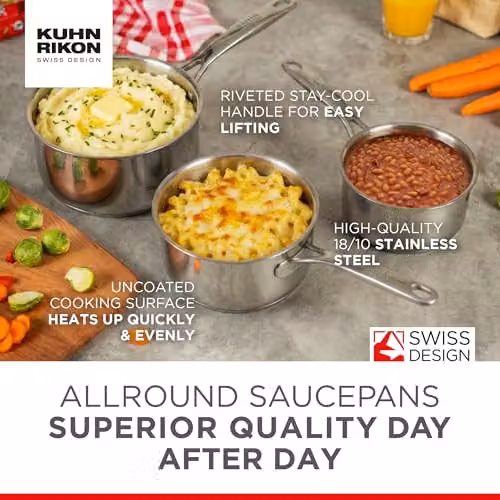 Kuhn Rikon 3-Piece Stainless Steel Saucepan Set with Glass Lids, Silver – 2