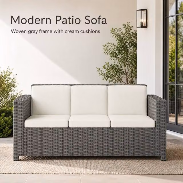 STILVORA 3 Seater Sofa with Cushions in Beige