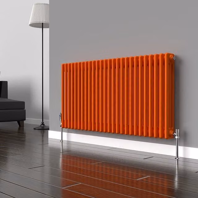 Lux Heat Horizontal Column Radiator in Sunburst Orange, 3 Column, H: 119 cm, W: 60 cm