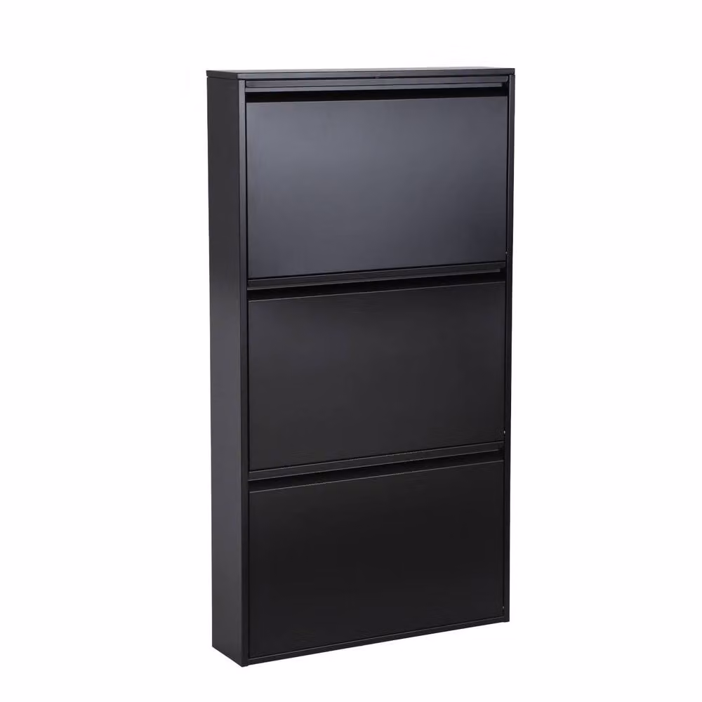 sweeek Industrial Metal Shoe Cabinet in Black with 3 Drawers and Tilting Compartments, W/D/H: 123 x 30 x 65.5 cm – 2