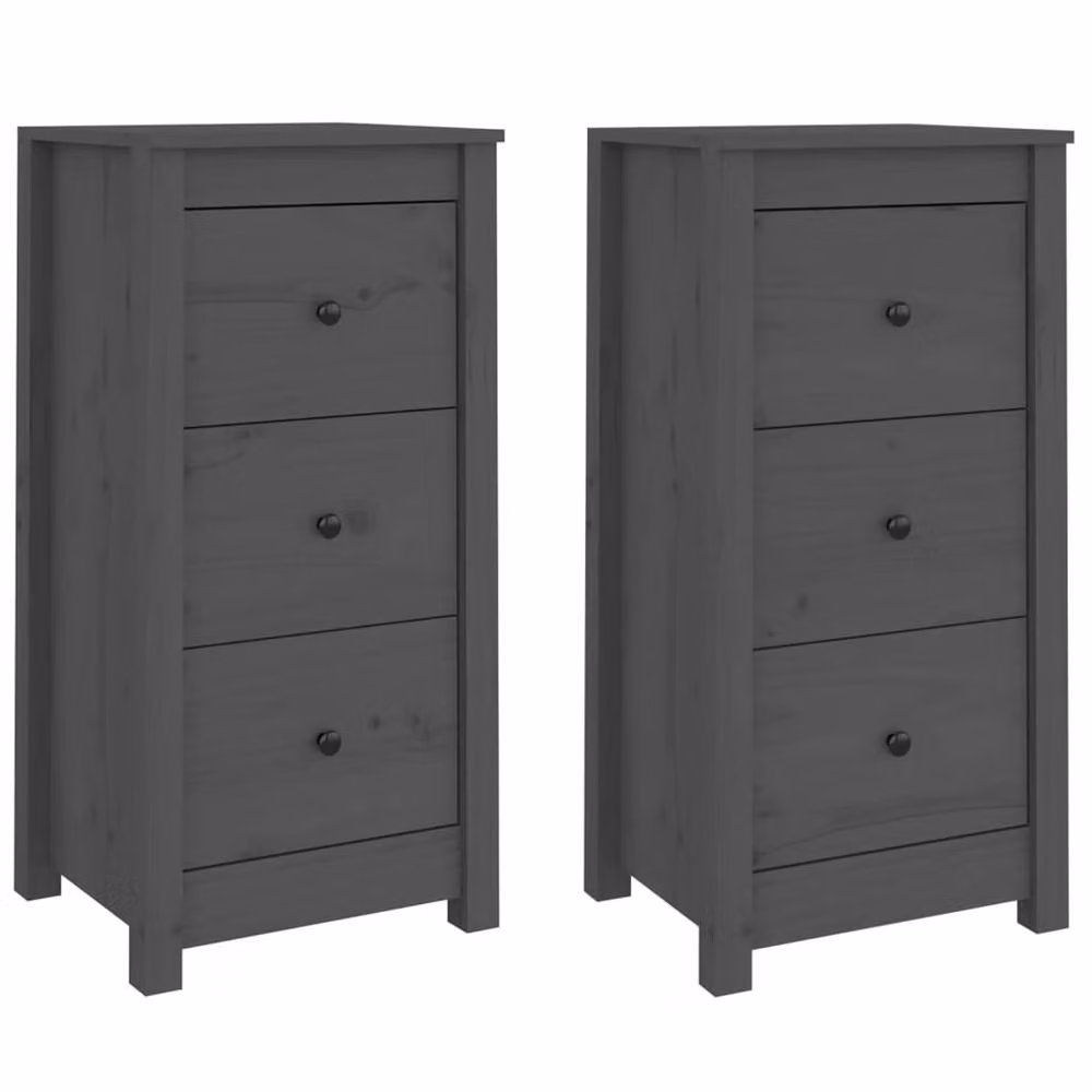 Berkfield Home Set of 2 Grey Solid Wood Pine Sideboards, W/D/H: 40 x 35 x 80 cm – 2