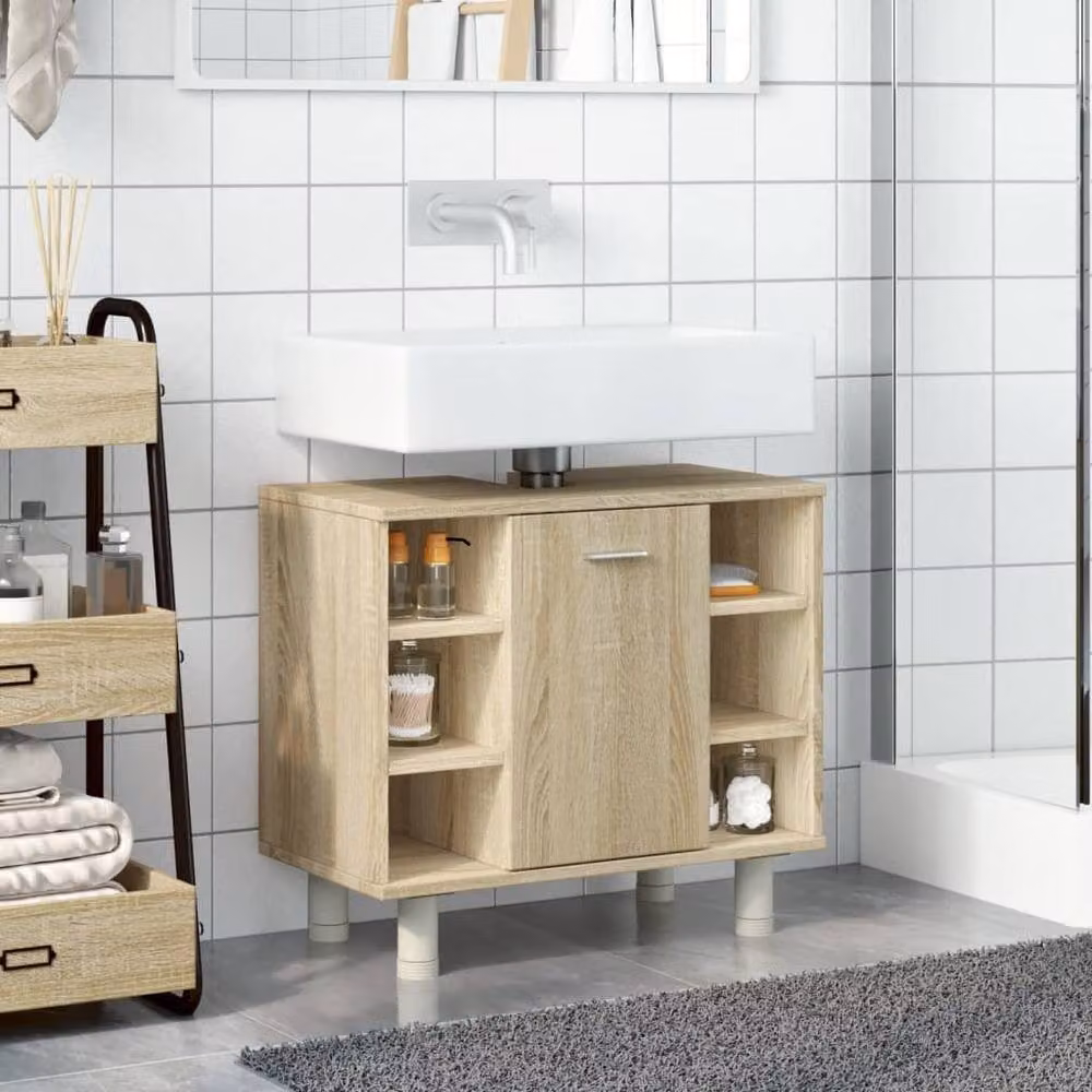 Berkfield Home Sonoma Oak Bathroom Cabinet, Brown, W: 60 cm, D: 32 cm, H: 53.5 cm – 2