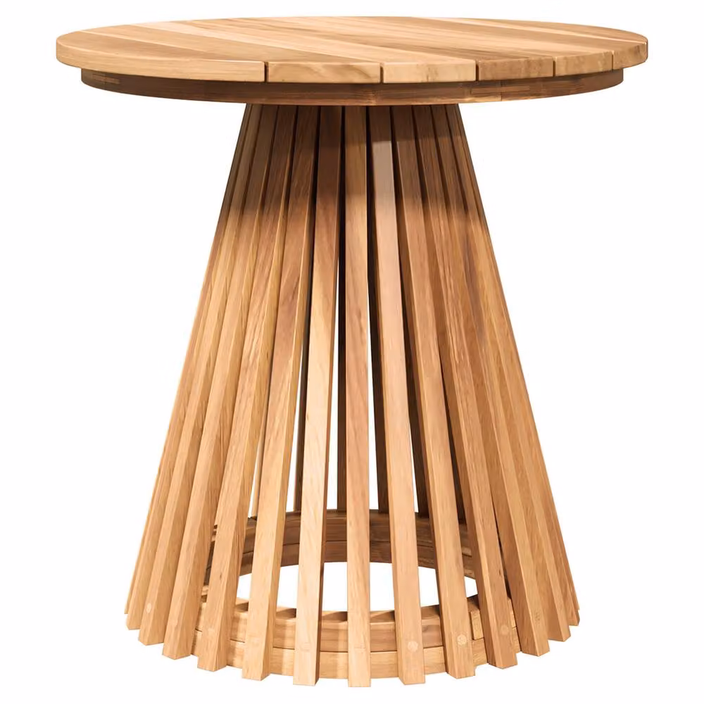 Berkfield Home Round Teak Wood Garden Side Table, Brown, W/D/H: 50 x 49.5 x 49.5 cm – 2