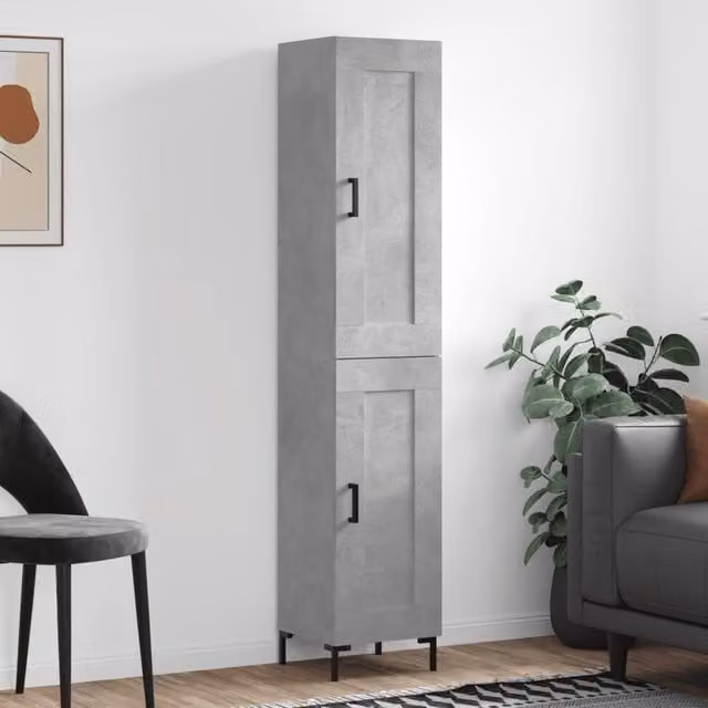 Berkfield Home Modern Highboard in Concrete Grey, W/D/H: 34.5 x 34.0 x 180.0 cm
