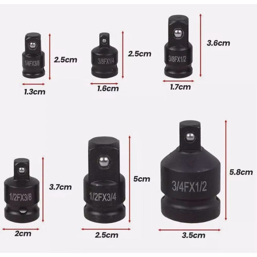 SPETLEK 6 Piece Impact Socket Adapter and Reducer Kit in Black Stainless Steel – 5
