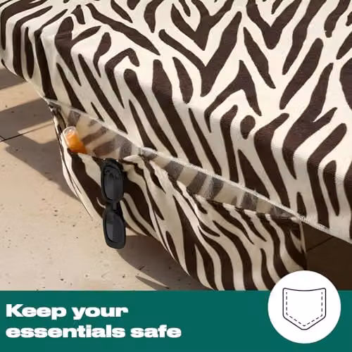 OHS Brown Zebra Print Microfibre Beach Towel with Bag, Quick-Drying and Absorbent, W: 75 cm x L: 215 cm – 3